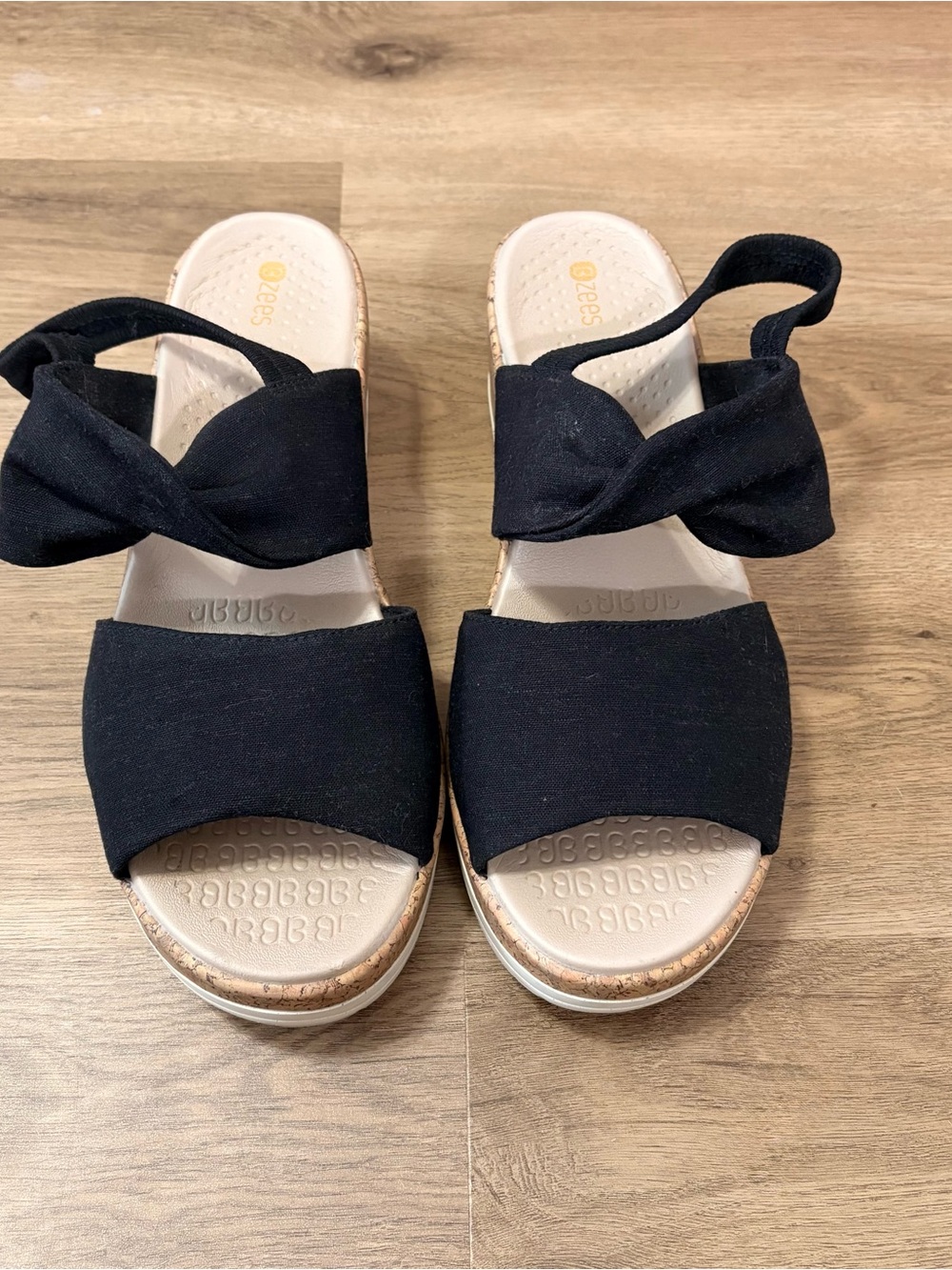 Black Wedge Sandals with Knot Strap